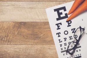 eye test chart carrots and eye glass